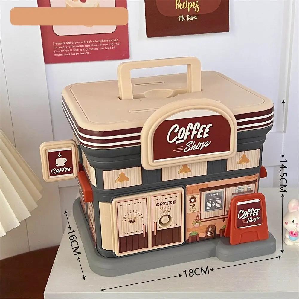 Creative Store Shaped Money Box Plastic Key Lock Cash Box Students Portable Piggy Bank Safe Savings Jar For Kids Adults Gift