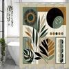 Modern Simple Leaf Sun Moon Phase Shower Curtain, Bathroom Decorative Shower Curtain, Waterproof Shower Curtain with Hooks