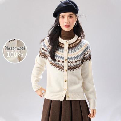 Women's Fair Isle 100% Merino Wool Cardigan