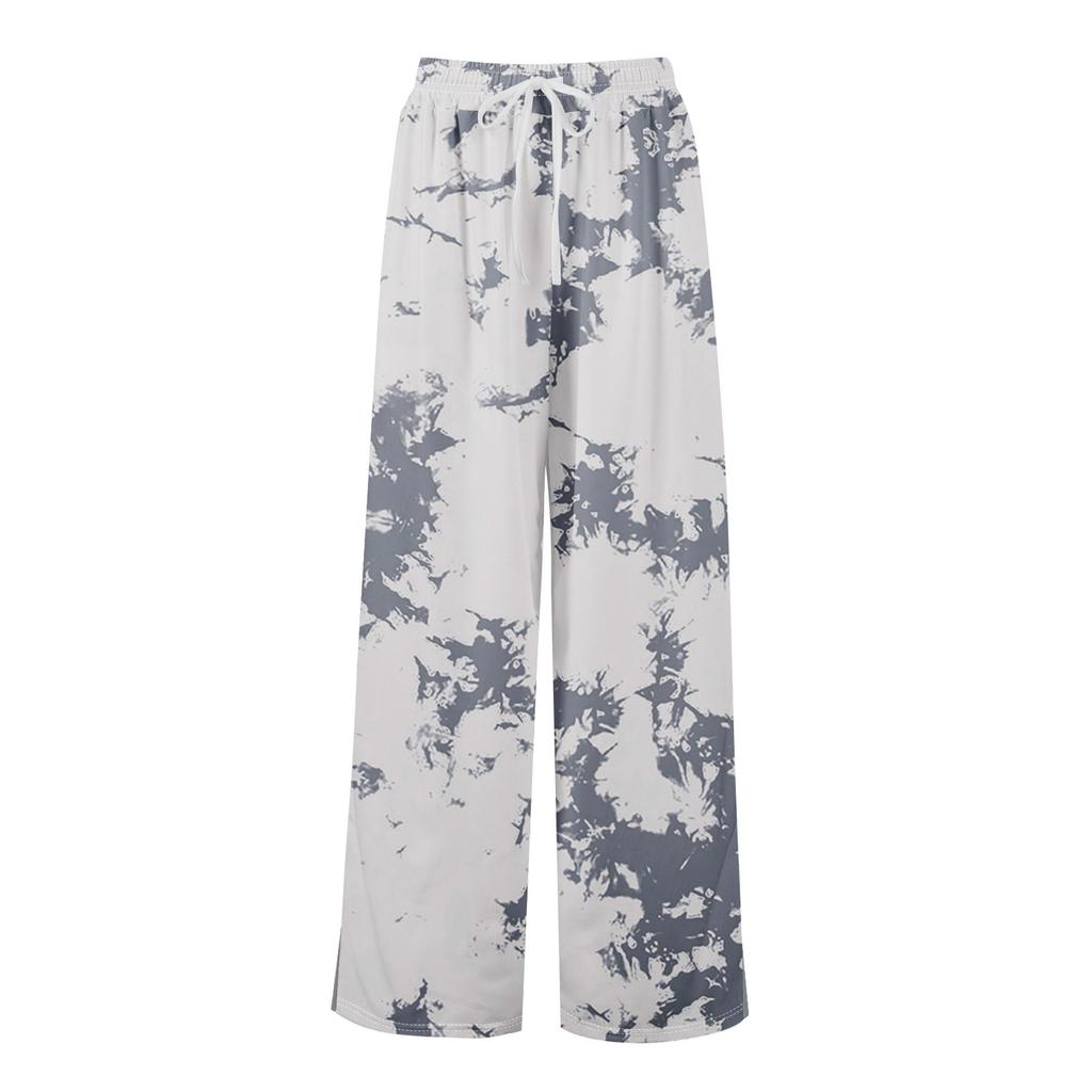 Kvinner Sommer Boho Palazzo Bukser Høy midje Bred Leg Blomstertrykk Uformelle bukser med lommer
