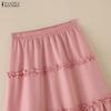 ZANZEA Women Elegant Lace Splice Loose Casual Long Skirt