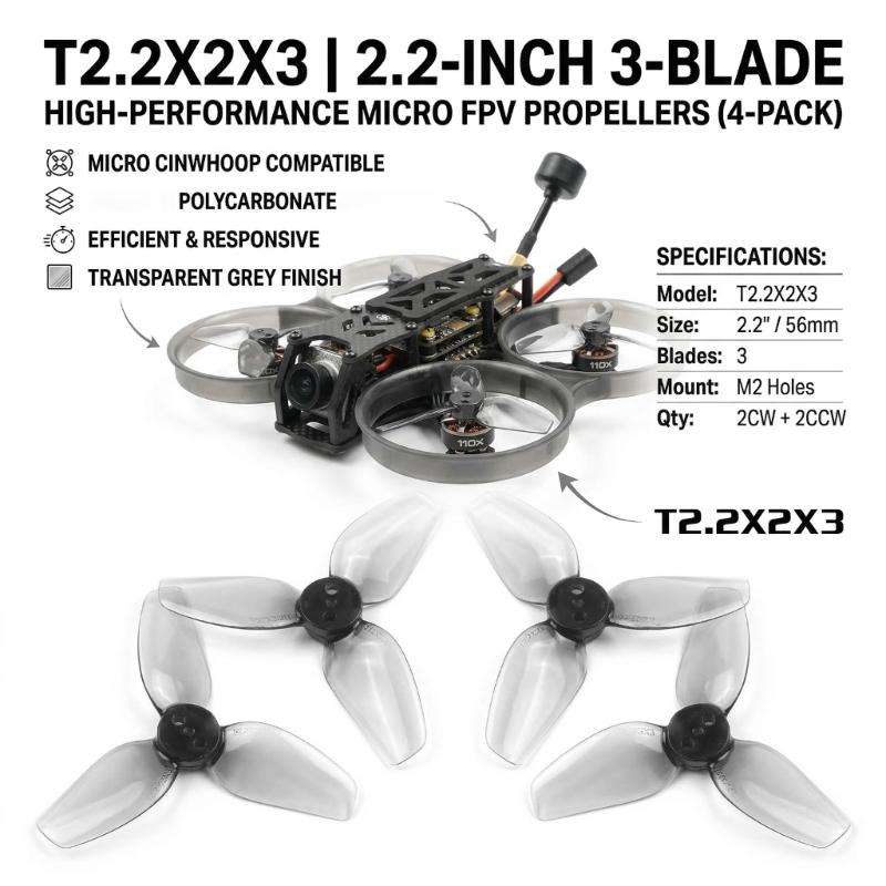 Pack Of 4 2.2Inch 56mm 3 Blade Propellers For Aerial Photography Drones Propeller With High Efficiency Low Noise