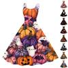 Women's Vintage Fashion Halloween Printed Off Shoulder Sleeveless Dress