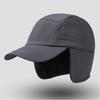 Casual Polar Fleece Winter Baseball Cap Thick Waterproof Earmuffs Hat Cold Weather with Ear Flaps Men's Hat Winter