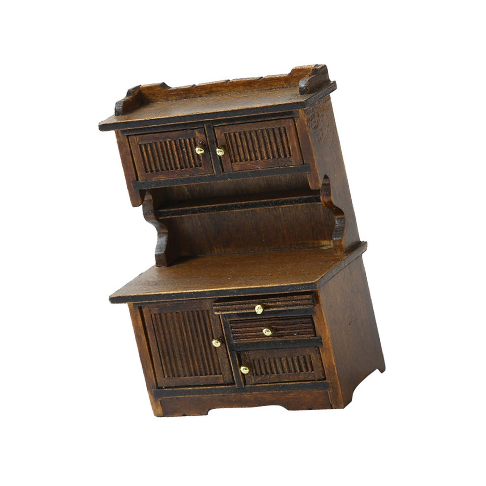 

Миниатюрный деревянный буфет, шкаф, книжная полка масштаба 1/16 для кукольного домика, кухонный и гостиный декор, мебель коричневый