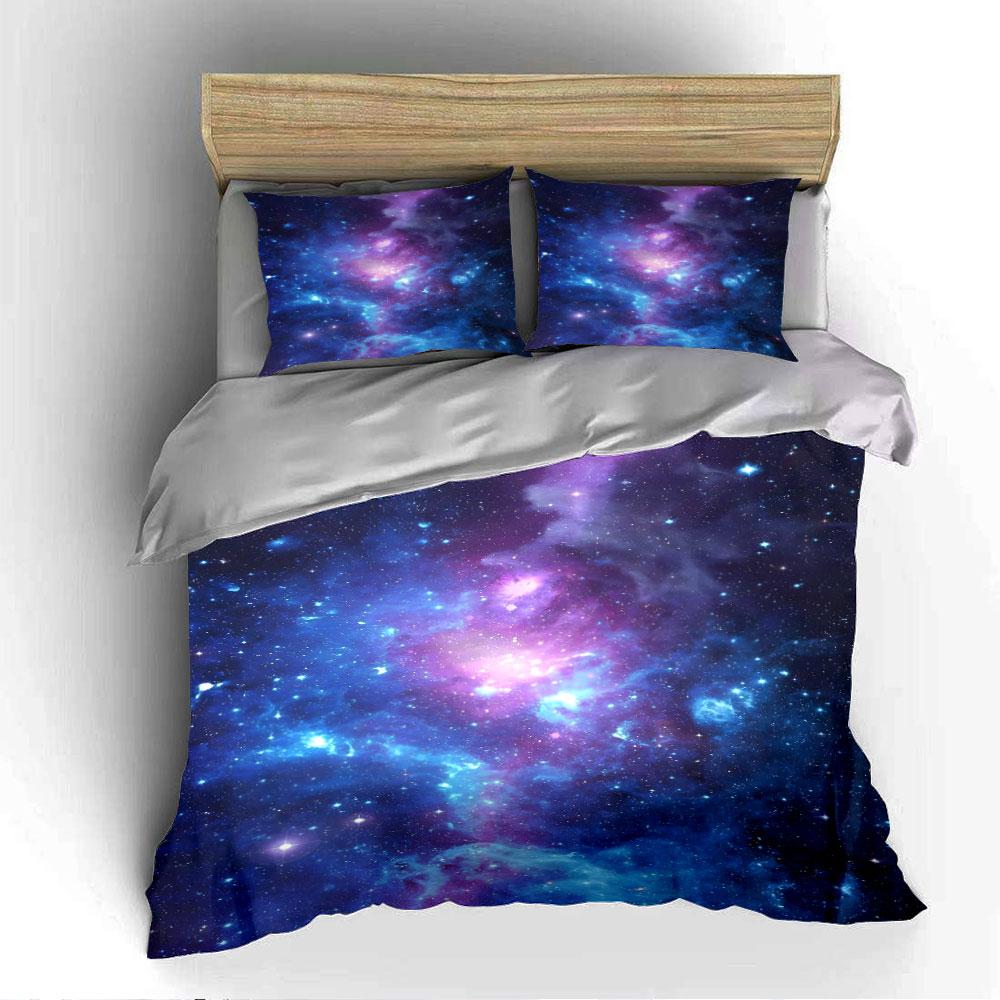 Cosmic Galaxy Nebula Print Bedding Duvet Cover Set (1*Duvet Cover 2*Pillowcases, without duvet insert)