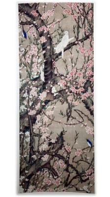 Ukiyo-e Hand Towel with Peach Blossoms and Small Birds by Ito Jakuchu from All Over the World