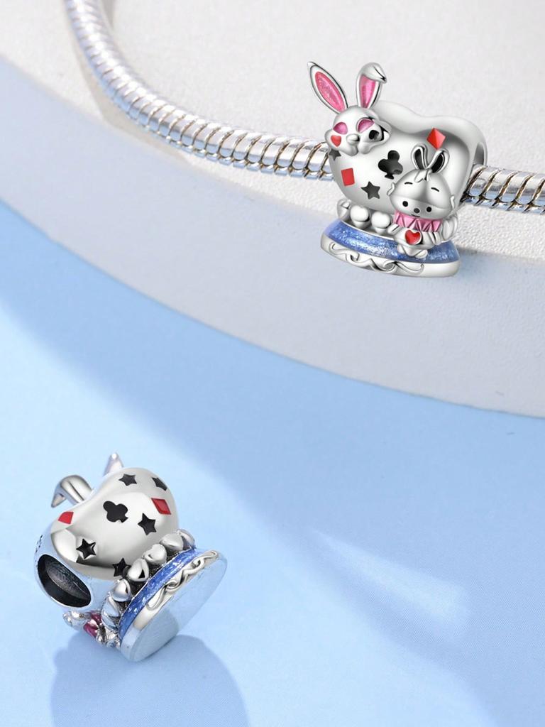 Charms Plata Wonderland Dreaming Rabbit Clock Beads Copper Plated Fit Copperoriginal Bracelet For Jewelry Making Diy Charm
