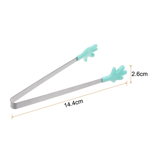 uxcell Mini Food Tongs, 5.67" Hand-Shaped Stainless Steel with Silicone Tips, Small Cooking Tongs, Kitchen Food Tongs, Serving Tongs for Cooking, Gril