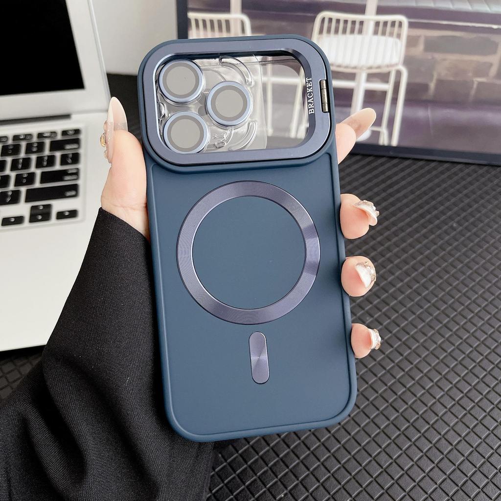 Invisible Magnetic Stand Liquid Phone Case for iPhone 13/14/15/16/17 Pro Max - Skin Feel, Protective