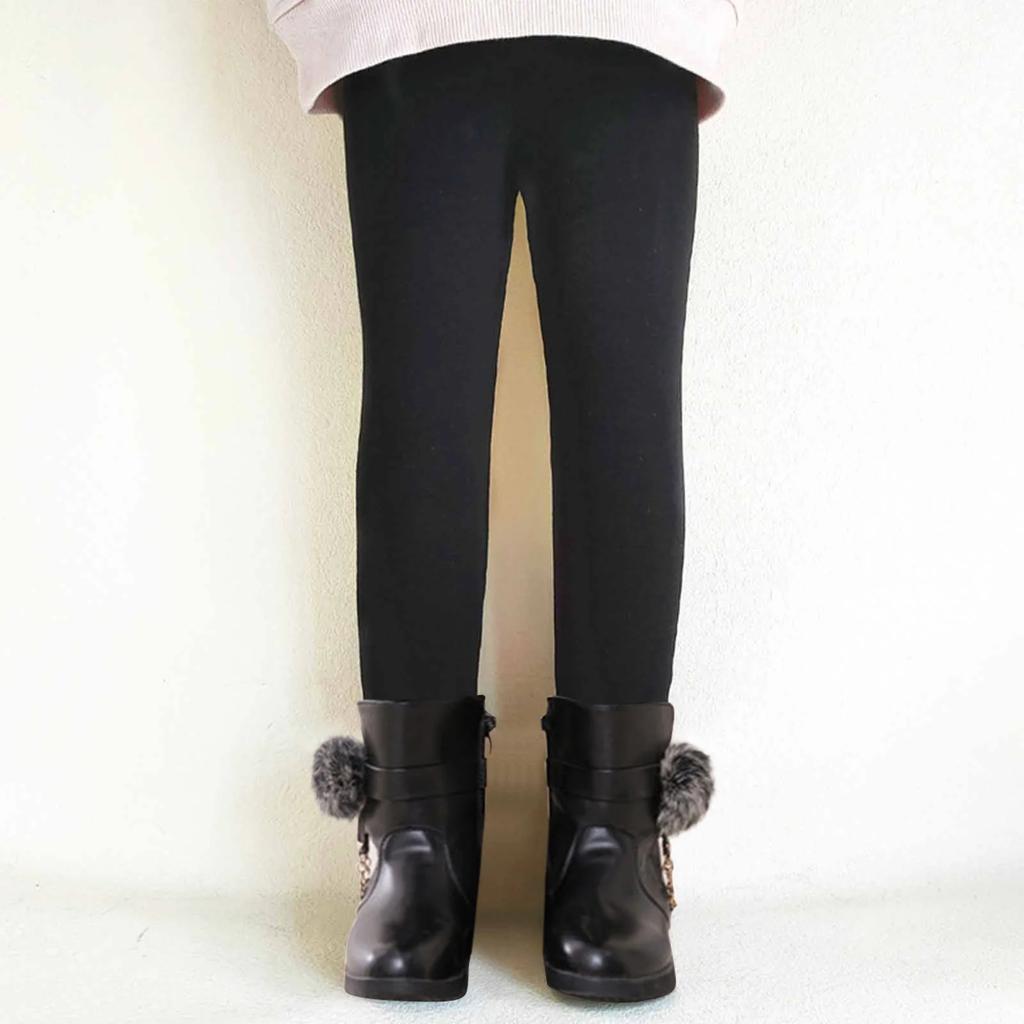 Barnmode Enfärgade Fleecefodrade Termobyxor Mångsidiga Underställsbyxor