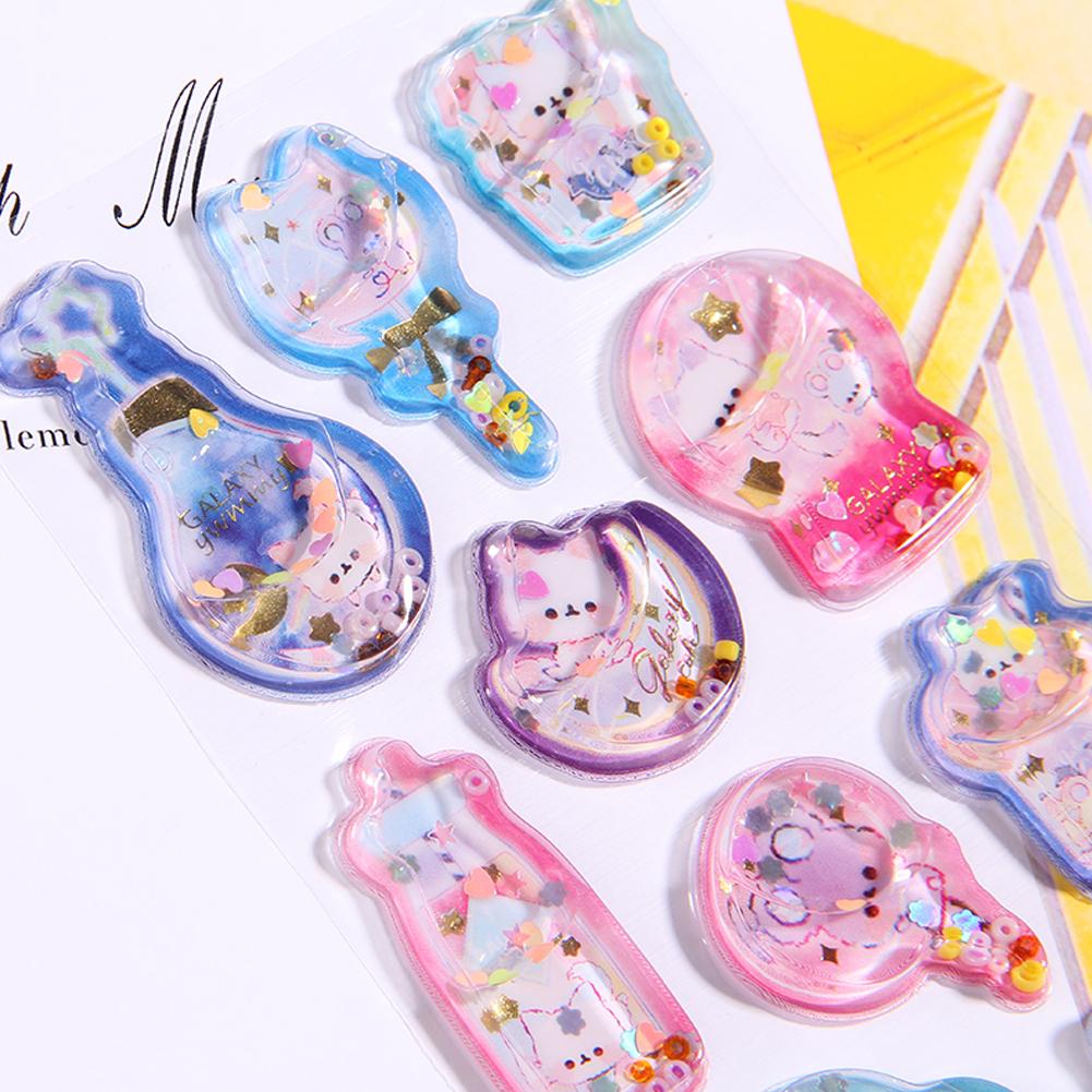 Kawaii 3D Dynamic Cartoon Stickers Dazzling Gemstone Dynamic Oiling Sticker Cute DIY Mobile Graffiti Decoration