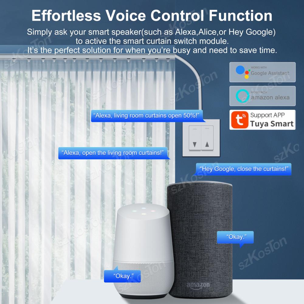 Tuya Smart WiFi RF433 Curtain Switch Module with Remote Control for Electric Roller Shutter Blind Motor Works with Alexa Google