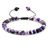 6mm Natural Stone Men Bracelets Charm Tiger Eye Black Beads Bracelet Braided Bangle Adjustable Charm Women Yoga Jewelry Pulseras