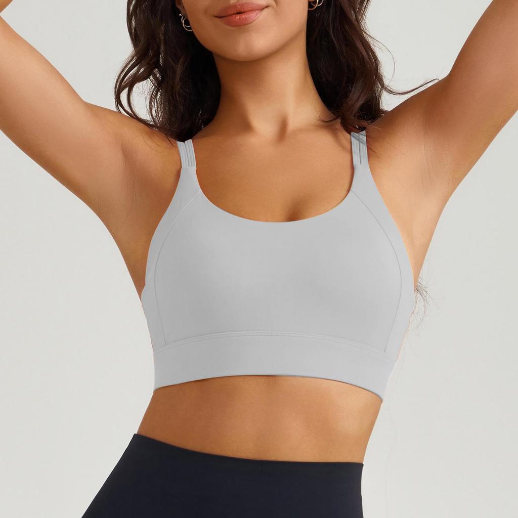 Women's Cross-Back Sports Bra with Thin Straps - Shock-Absorbing and Comfortable Yoga Fitness Wear with One-Piece Cup