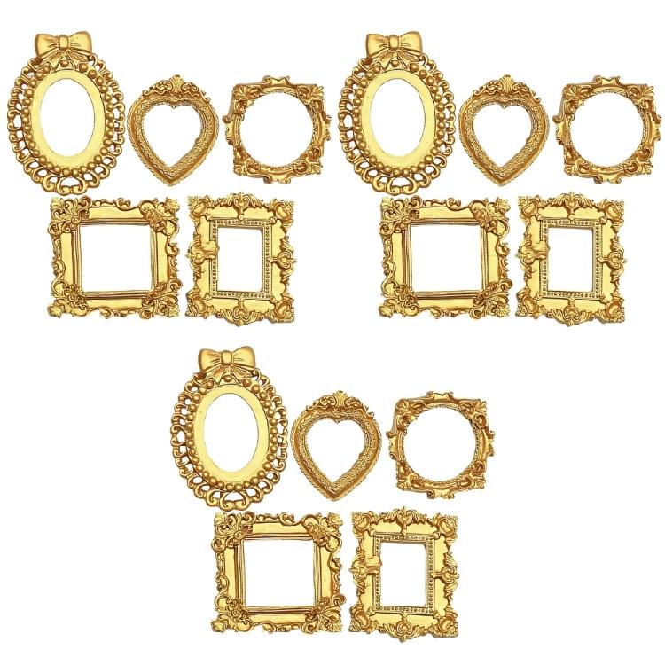 3 Gold Traditional Synthetic Holders With Fine Raised Work Suitable For Pictures And Small Items 1