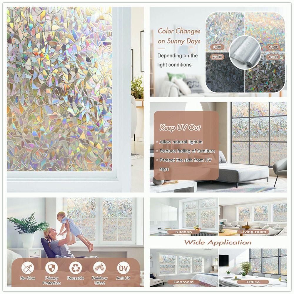 1 Rolle 30/40/50/60cm Fensterfolie Milchglas Sichtschutzaufkleber Duschfenster Regenbogen Dekoration