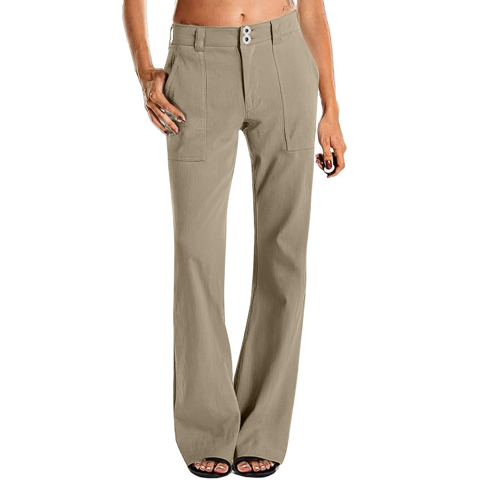 

Женские брюки карго широкие штанины расклешенные брюки для женщин двойная пуговица средняя посадка модные трендовые повседневные брюки XXL