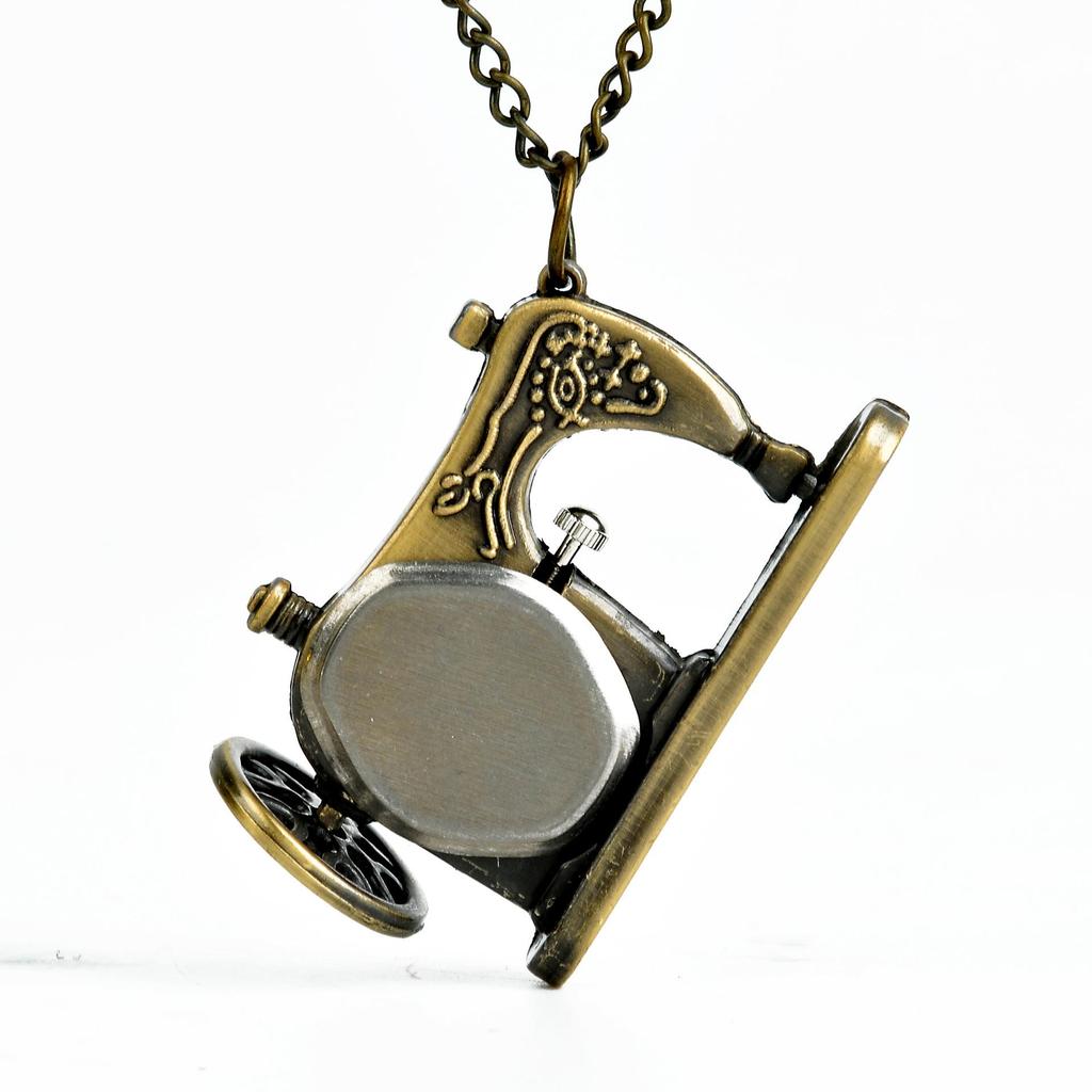 Antique Bronze Sewing Machine Pocket Watch Pendant
