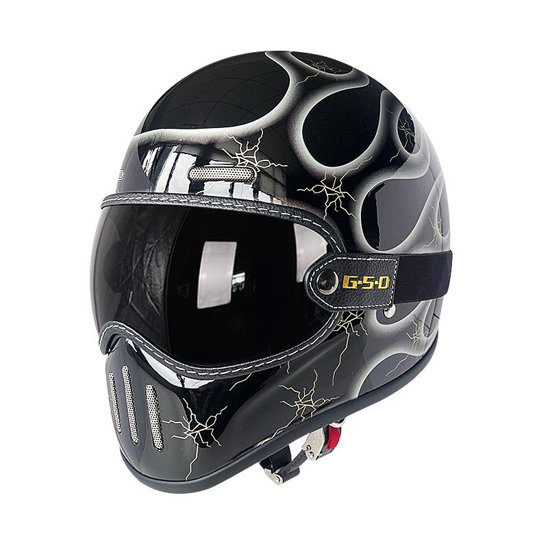 Fiberglass Retro Full Face Motorcycle Helmet for All Seasons - Unisex Winter Safety 3C Certified