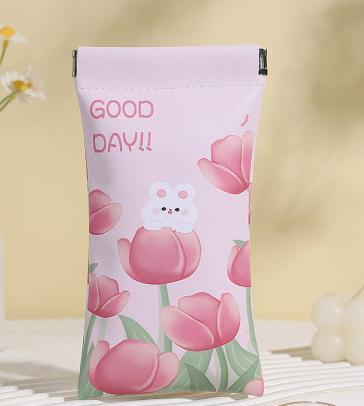 

Sunglasses Case Eyeglass Pouch Soft Protective Long Storage Bag for Glasses with Floral Print and Foldable Closure Suitable for Various Eyewear One Size