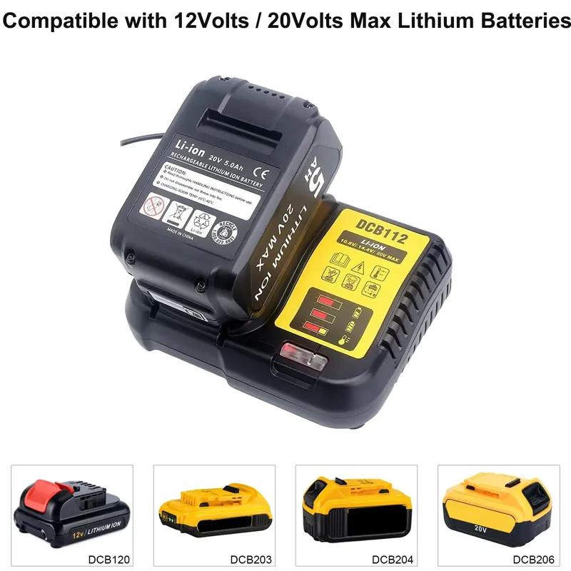 NEW Upgraded DCB112 Battery Charger For Dewalt 10.8V 12V 14.4V 18V 20V DCB206 DCB205 DCB204 DCB203 DCB120,DCB107 DCB115 DCB105