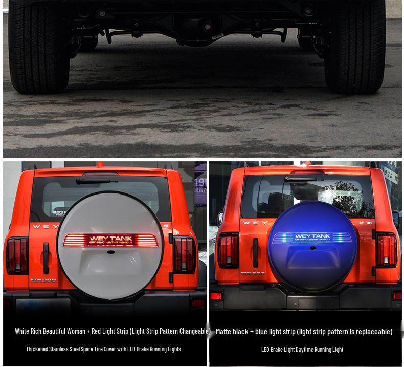 Tank 300 G-Class Style Stainless Steel Spare Tire Light Cover for Modification Upgrade