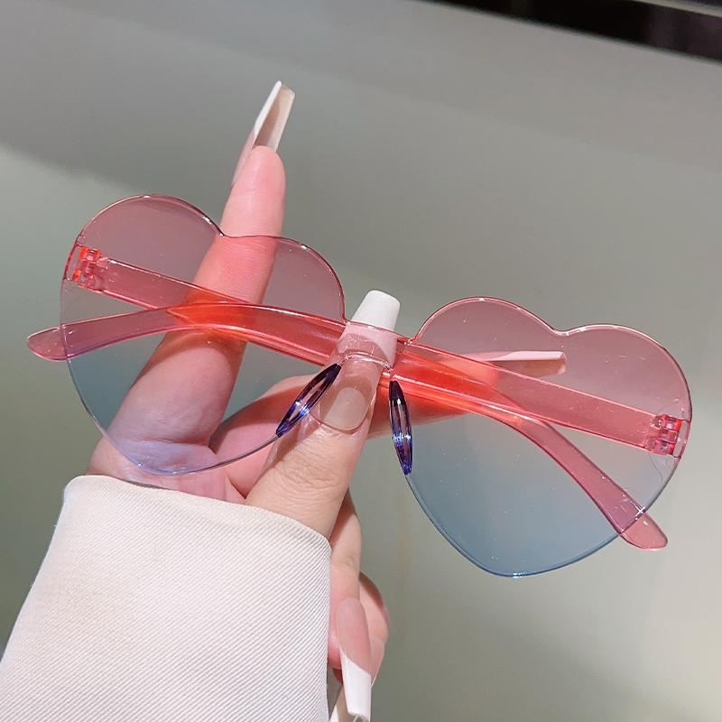 1/7 Pcs Rimless Heart Shaped Kids Sunglasses New Gradient Multi-color Children Sun Glasses Ins Stylish Design Cute Decor Shades