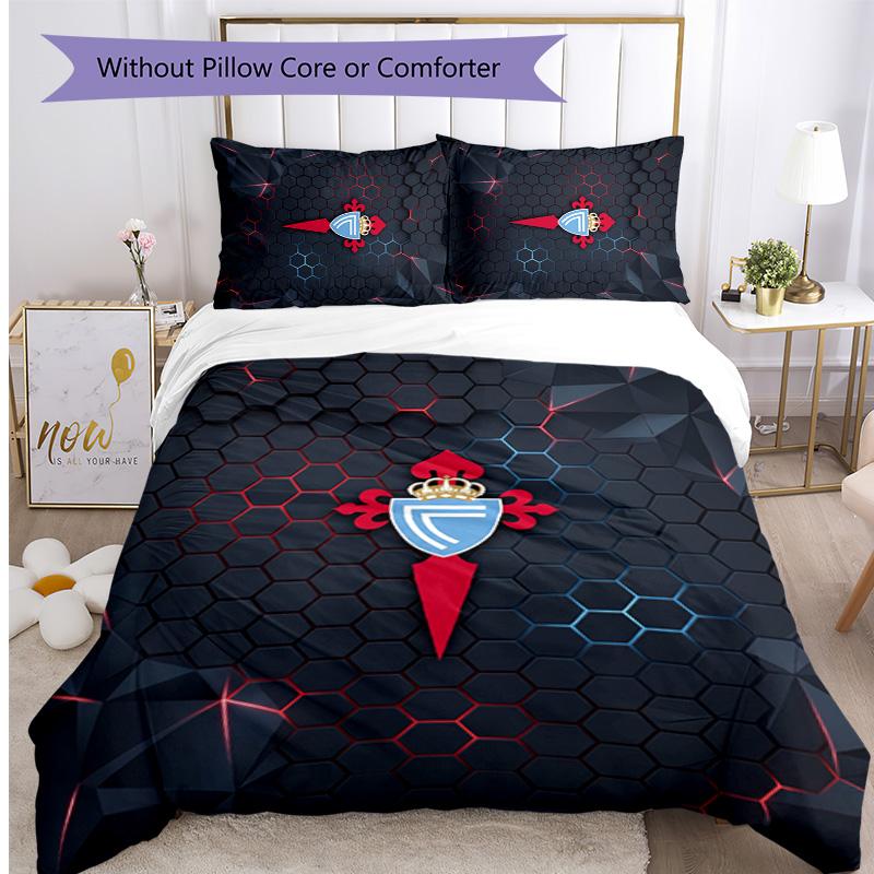 Set Biancheria da Letto 3 Pezzi Stampato Celta Vigo FC Copripiumino Traspirante con Federe Biancheria da Letto Decorativa per Camera da Letto Casa