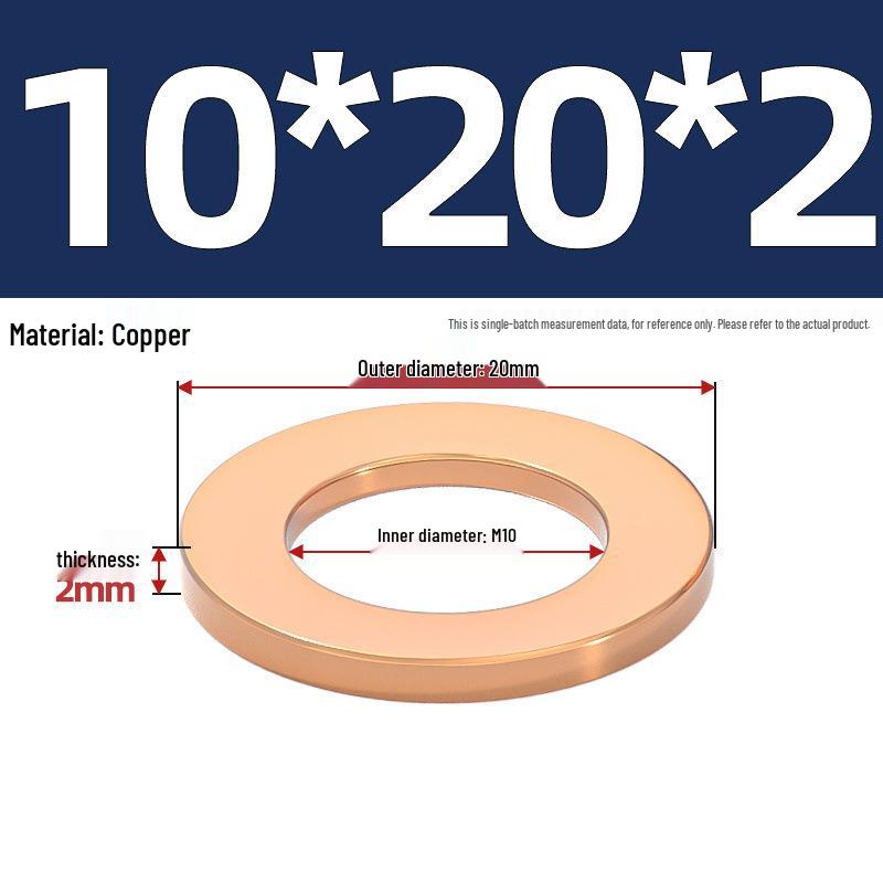 Pure Red Copper Gasket Sealing Ring for Marine Instruments, Metal Flat Washer M3-M60mm