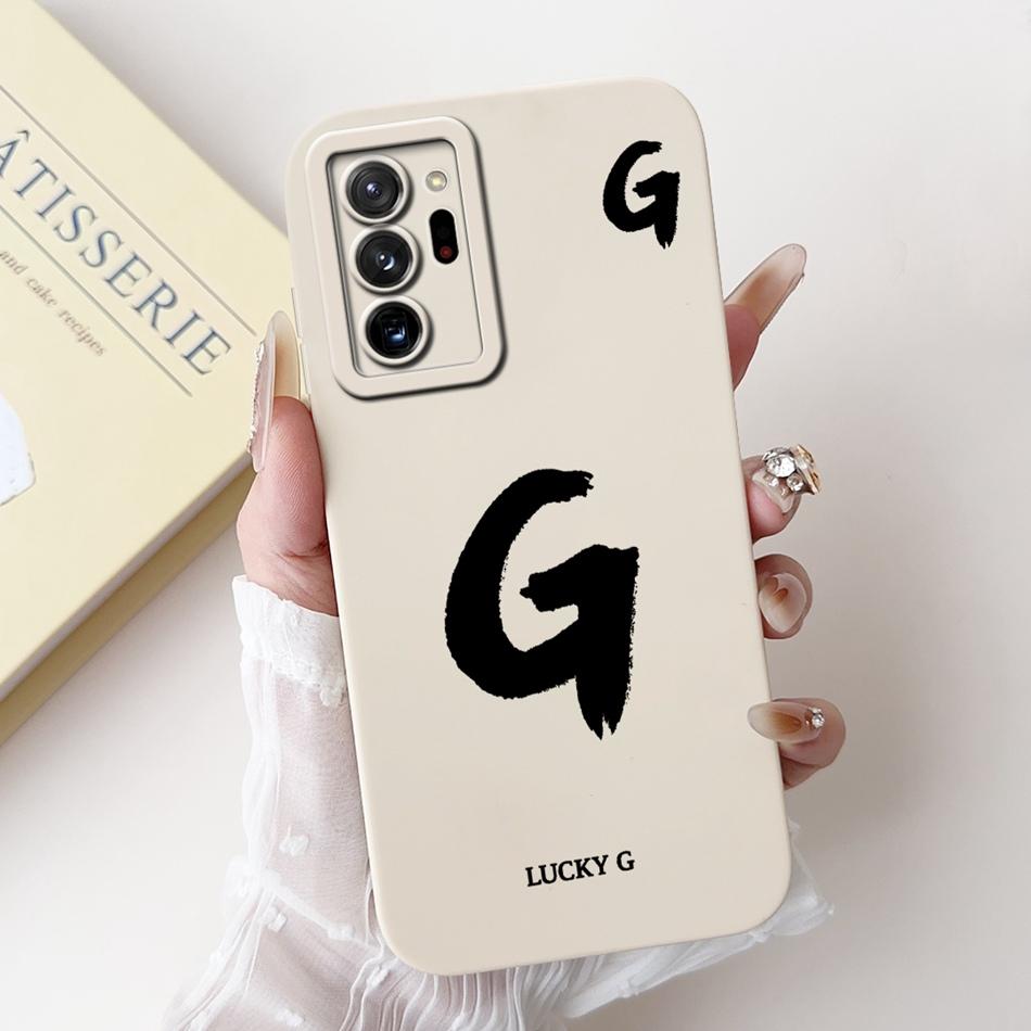For Samsung Galaxy Note 20 Ultra Note20 Lucky Initial Letter Phone Case For Samsung Note 20 20Ultra 5G Soft Silicone Cases