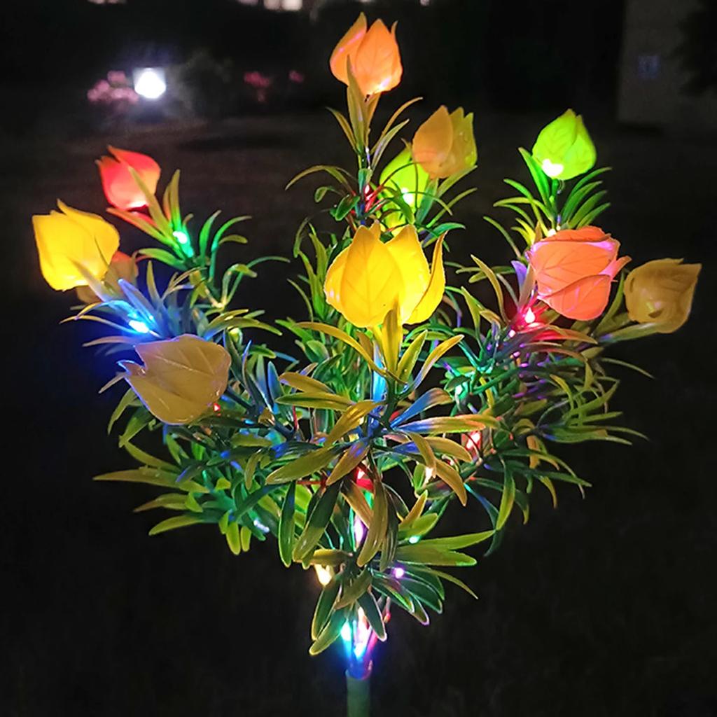Solar LED Lights Gardenias Flower Lawn Lamp IP65 Outdoor Waterproof For Yard Patio Courtyard Garden Ambience Ornamental Lights