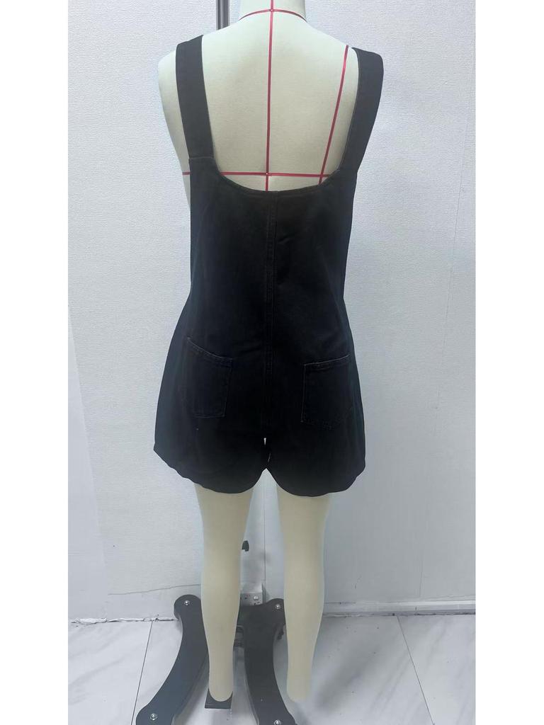 2025 European & American Women's Slim Fit Denim Overall Shorts