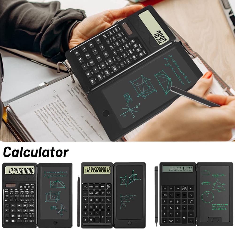 Katlanabilir Hesap Makinesi ve 6 İnç LCD Yazı Tableti Dijital Çizim Tableti Stylus Kalem Silme Düğmesi ile Ofis Öğrenciler Çocuk İşletme İçin