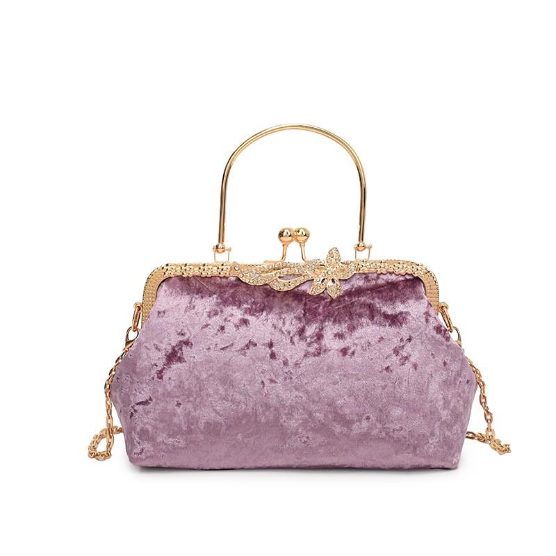 Elegant Velvet Clutch Bag Women Small Shell-Shaped Shoulder With Chain Strap Minimalist Designer Handbag Evening