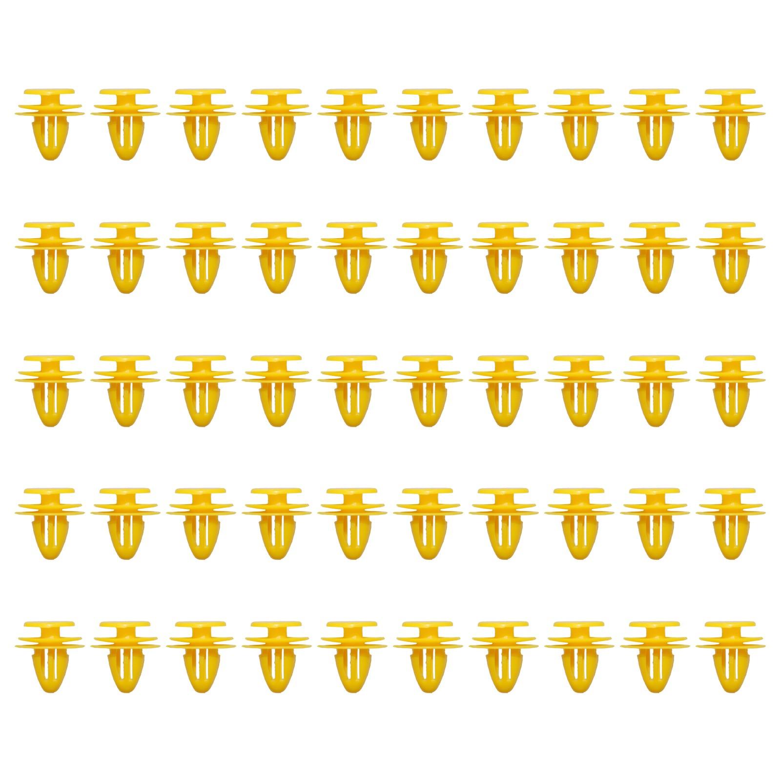 

50 шт. Желтые пластиковые заклепки для автомобильной дверной обшивки, клипсы, крепежи для S80