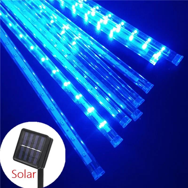Solar Meteor Shower Rain String Lights Waterproof Garden Light 8 Tubes Christmas Tree Holiday Party Wedding Holiday Decoration