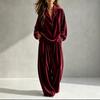1116 European and American Women's Clothing Autumn and Winter New Casual Fashion Velvet Long-sleeved Trousers Lapel Suit