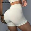 Sports shorts European and American hip lift high waist yoga pants women's peach hip tight three-point quick-drying threaded fitness shorts