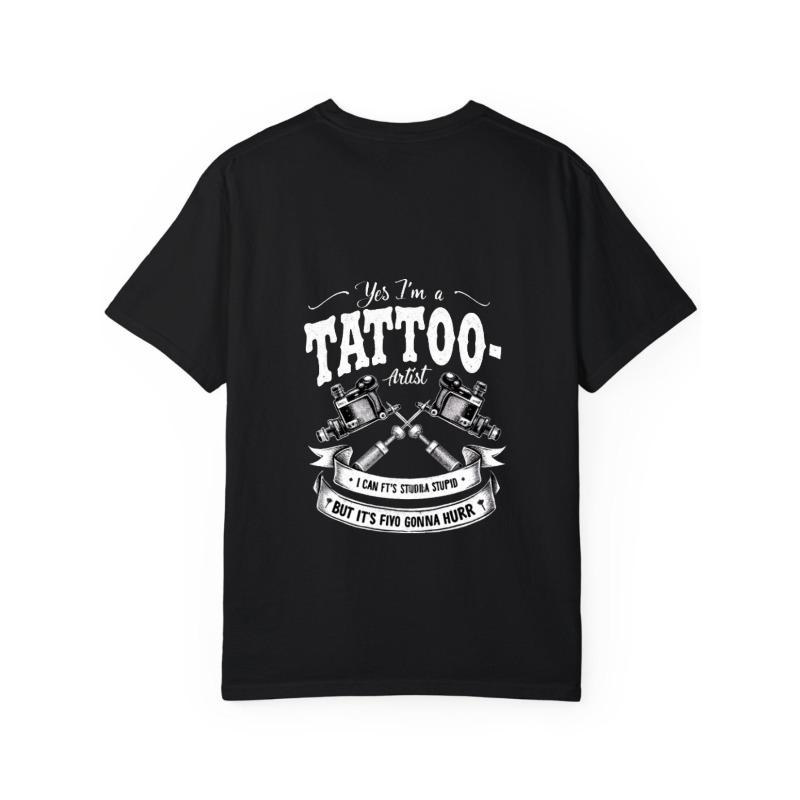 Tattoo Artist T Shirt White Tattoo Machine and Text Design for Tattoo Studio and Art Enthusiasts