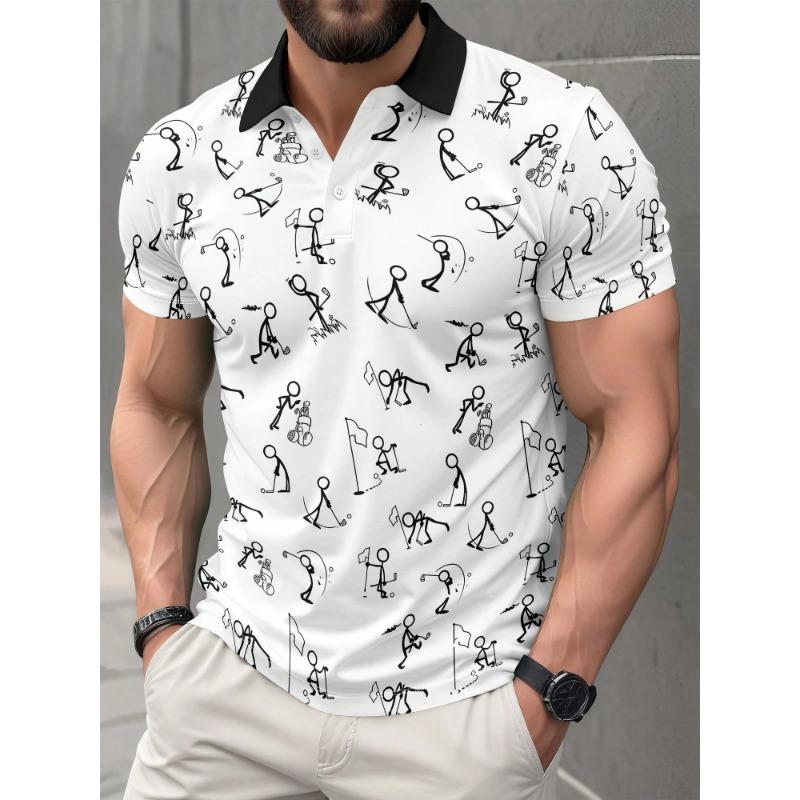 2026 Summer New Style Men's Short-Sleeved Polo Shirt With 3D Pattern Printing - Street Casual Fashion Style Shirts for Men