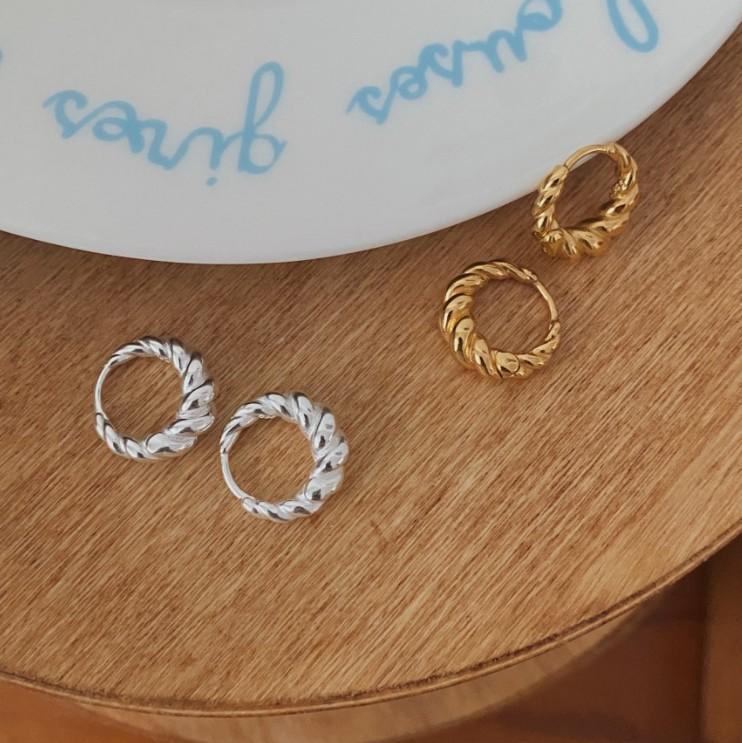 Fashion Jewelry 925 Silver Spiricle Twisted Earring for Women 925 Sterling Silver 18K Gold Plated Hoop Earring Jewelry