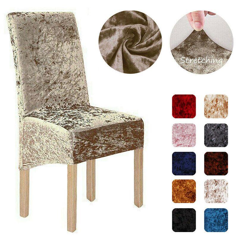 Elegant Crushed Velvet Dining Chair Covers For Home Decor With Superior Elasticity