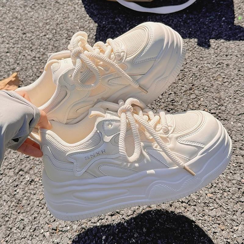 Little White Shoes Women's New Summer Mesh Shoes Breathable Mesh Thick Sole with Skirt Shoes Sports and Leisure Shoes