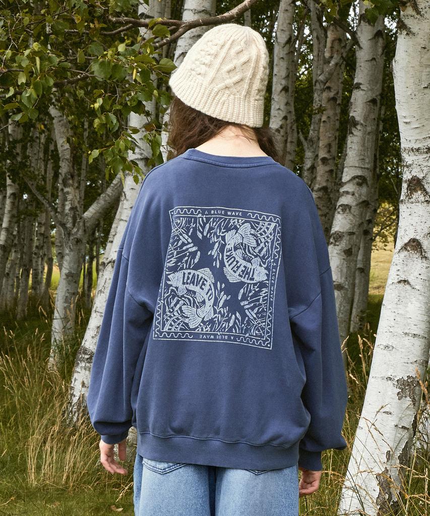 Peullukeu Blue Wave Pigment Sweatshirt Navy Fmt757