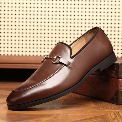Men's Plus Size Double Buckle Cross-Strap Loafers - British Style Leather Shoes for Spring/Autumn 2025