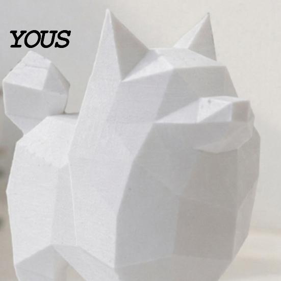 Dog Ornament Geometric Low-Poly Statue, 3D Printed Mini Ornament, White Cute One-piece Sculpture Puppy Figurine, Modern Desktop Decoration for