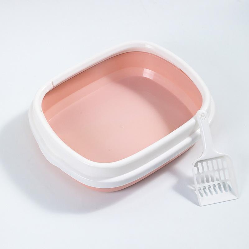 Semi-Enclosed Oval Cat Litter Box with High Sides & Scoop, Anti-Splash Design Cat Litter Box