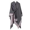 Multi-Functional Women's Solid Color Shawl Cloak with Fringe
