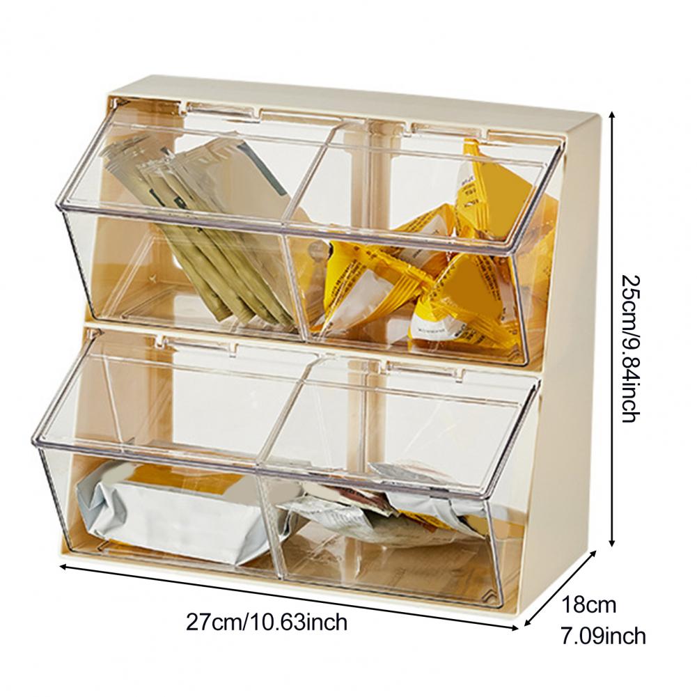 Storage Rack Countertop Organizer Stackable Tea Bag Holder Storage Container with Capacity Transparent Organizer for Countertop
